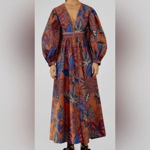 NWT Farm Rio wild jungle brown maxi size s (fits like XS)